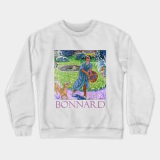 Girl Playing with a Dog by Pierre Bonnard Crewneck Sweatshirt